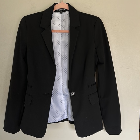 Express Notch Collar One Button Blazer - Black - 2 - Picture 11 of 13